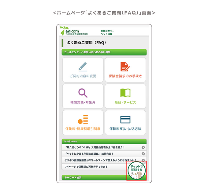 ホームページ「よくあるご質問(FAQ)」画面