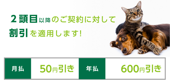 2頭目以降のご契約に対して割引を適用します!