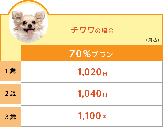 チワワの場合のどうぶつ健保ぷち保険料
